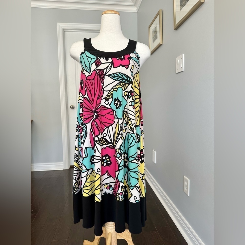 JONES NEW YORK Trapeze A Line Floral Summer Dress - Size 4